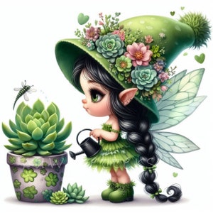 Clipart nain succulent de jardin féerique à l'aquarelle | Lot de 10 | JPEG 300 ppp haute qualité | Scrapbooking et créations manuelles | Artisanat et décoration