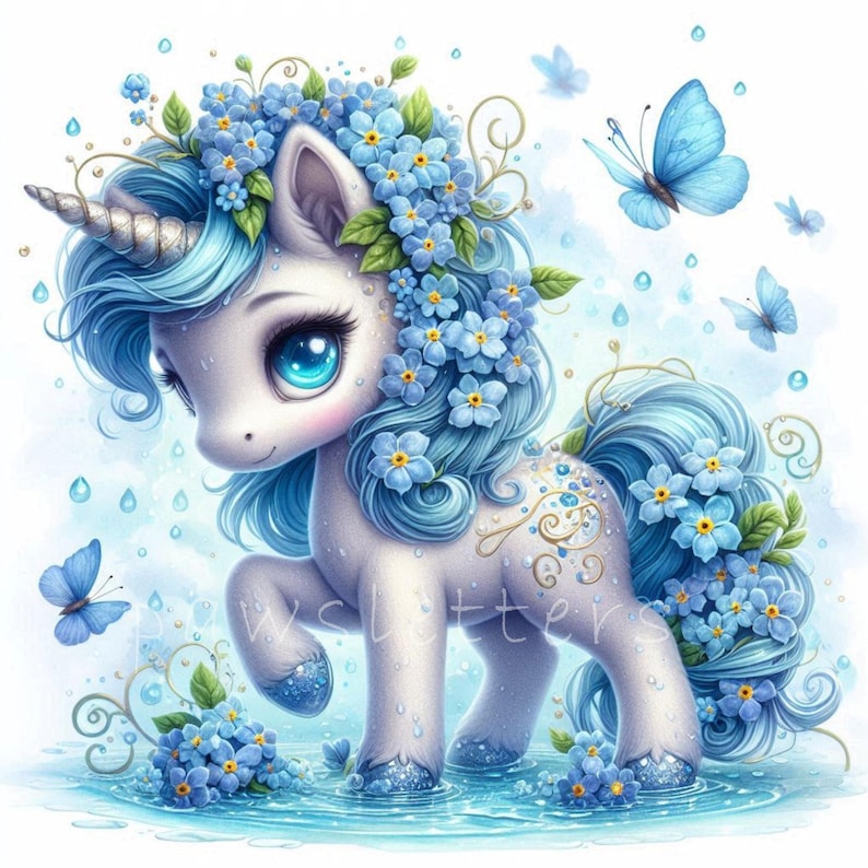 Floral Unicorns Clipart | Set of 10 | High Quality 300 DPI Jpegs ...