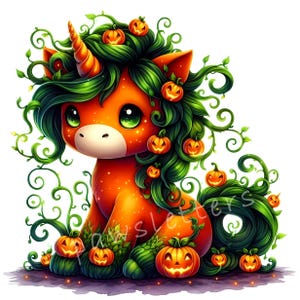 Jack O Lantern Unicorn Clipart 10 High Res Jpgs, Watercolor Cute Halloween, Kids Halloween ...