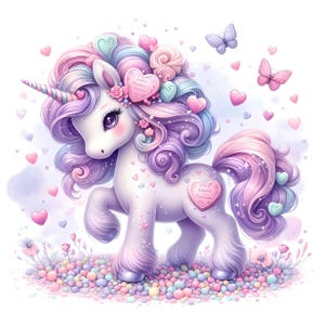 Sweetheart Valentines Unicorn Clipart, Set of 10 High Quality 300 DPI JPEGs, Baby Unicorn Printables, Fantasy, Whimsical, Digital Download