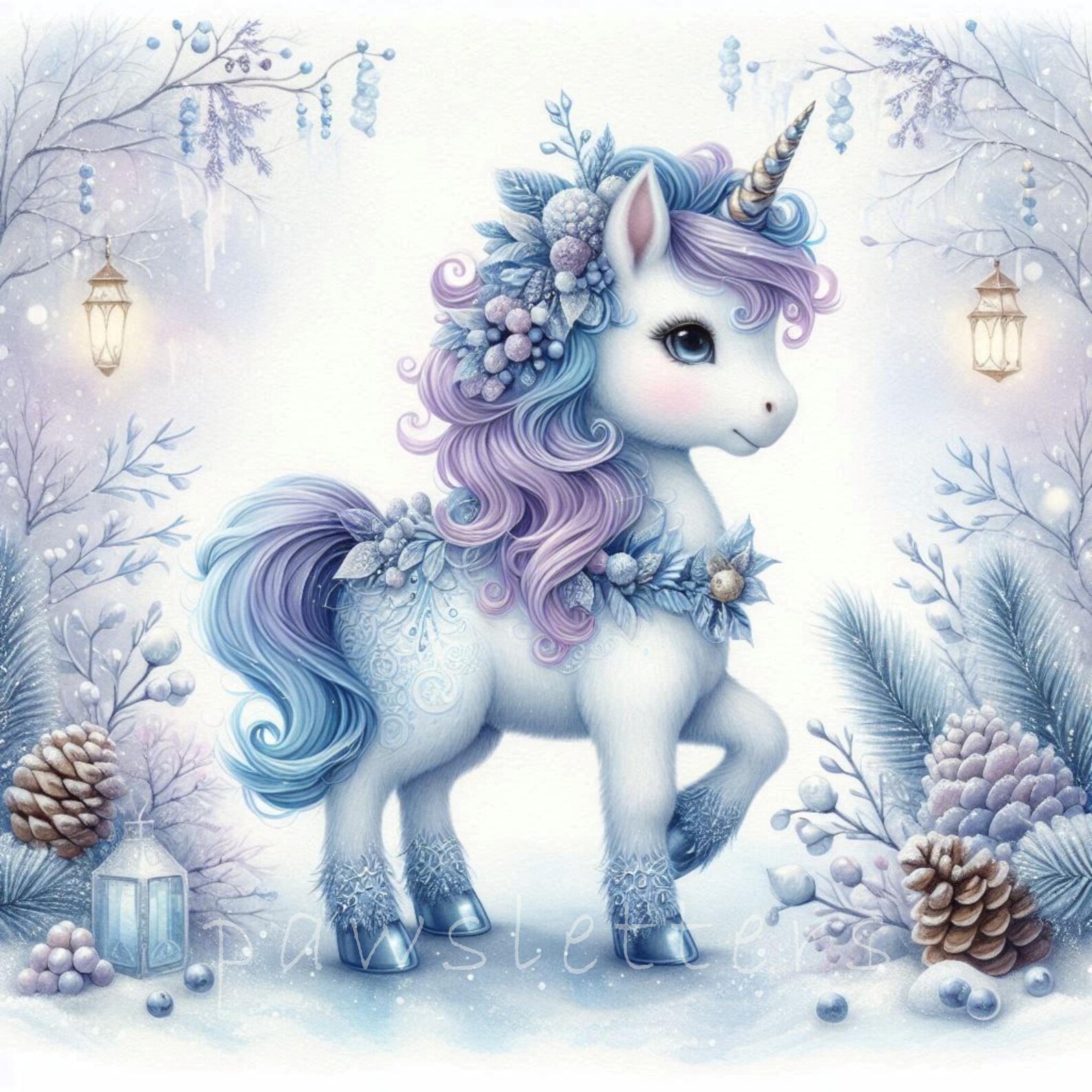 Winter Wonderland Unicorn Clipart | Set of 10 | High Quality 300 DPI ...