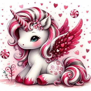 Image clipart licorne rêveuse menthe poivrée, 10 fichiers JPG aquarelle haute résolution, journal indésirable, scrapbooking, cartes de Noël, étiquettes pour cadeaux, produits créatifs mignons à imprimer