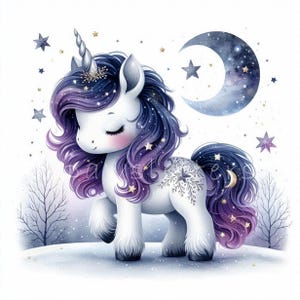 Twilight Christmas Unicorn Clip Art 10 High Res Watercolor Jpgs for ...