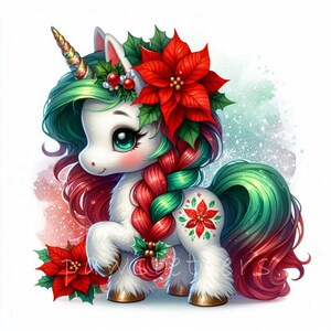 Watercolor Baby Unicorn Clipart | Cute Christmas Unicorn Clipart | Winter Holidays | Commercial Use | Watercolor Unicorn | Baby Shower | Unicorn Birthday Fantasy Clipart | Christmas Clipart | Winter Holidays Decor Christmas Gifts | Christmas Graphics