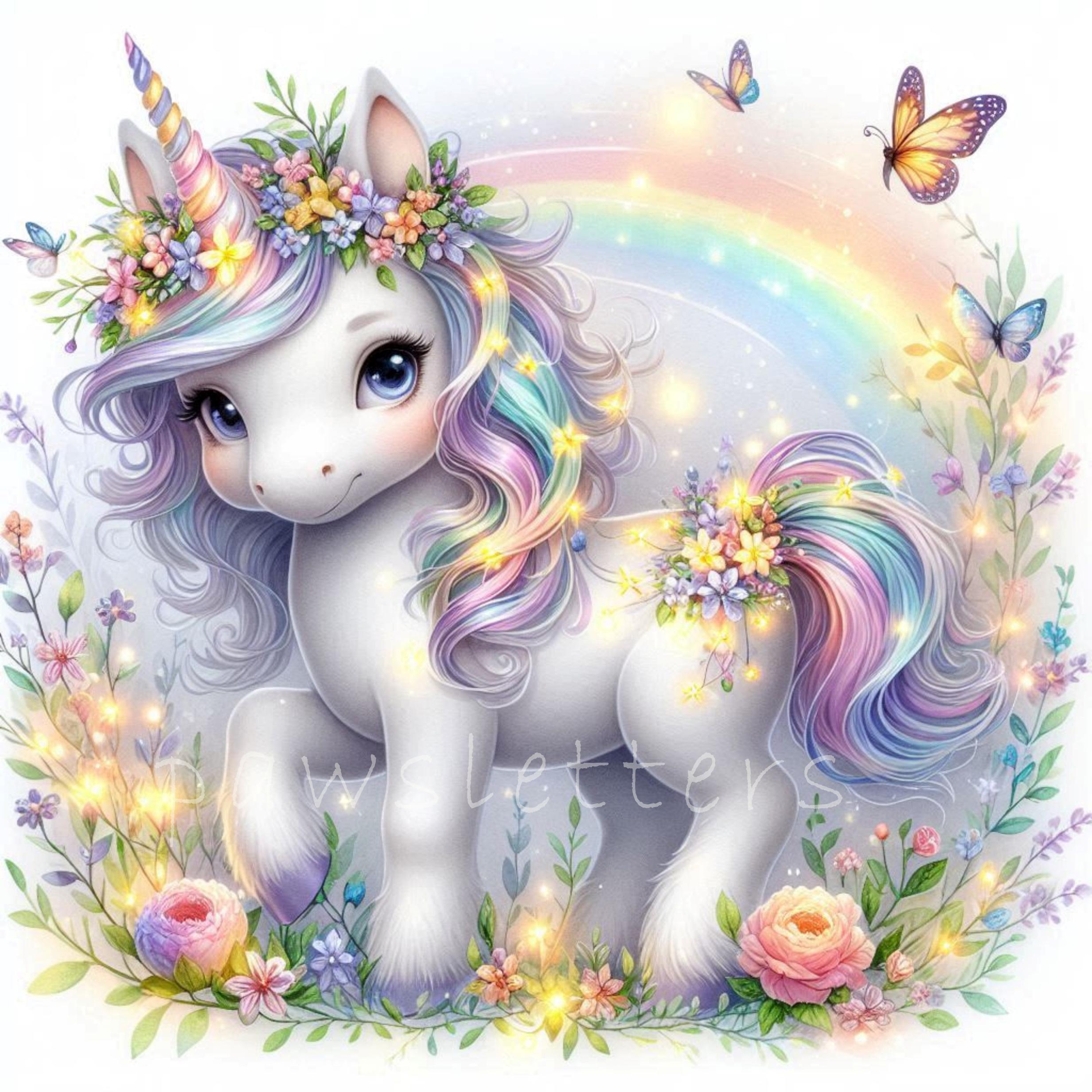 Floral Unicorns Clipart | Set of 10 | High Quality 300 DPI Jpegs ...