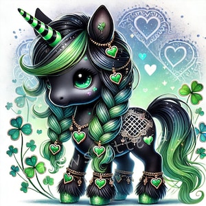 Emerald Elegance Valentines Unicorn Clipart, Set von 10 High Quality 300 DPI JPEGs, Cute Unicorn Printables, Saint Patricks Clipart, Fantasy