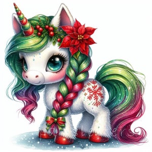 Watercolor Baby Unicorn Clipart | Cute Christmas Unicorn Clipart | Winter Holidays | Commercial Use | Watercolor Unicorn | Baby Shower | Unicorn Birthday Fantasy Clipart | Christmas Clipart | Winter Holidays Decor Christmas Gifts | Christmas Graphics