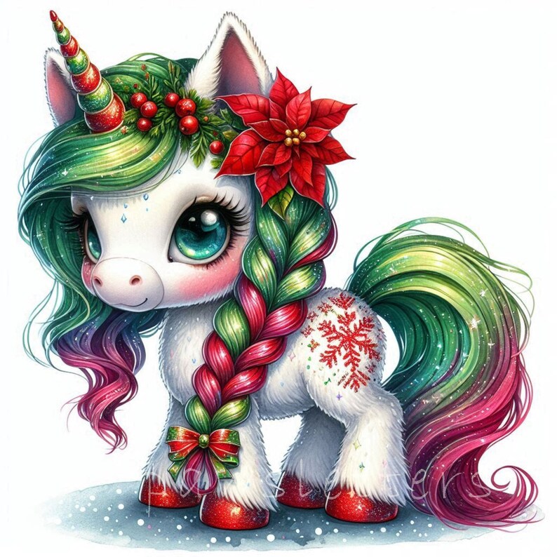 Watercolor Baby Unicorn Clipart | Cute Christmas Unicorn Clipart | Winter Holidays | Commercial Use | Watercolor Unicorn | Baby Shower | Unicorn Birthday Fantasy Clipart | Christmas Clipart | Winter Holidays Decor Christmas Gifts | Christmas Graphics