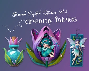 Fairy Garden Stickers, Fairy House Digital Stickers, Enchanted Forest Fairy PNG, Ipad Digital Stickers, Digital Journal, fairytale Stickers
