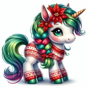 Watercolor Baby Unicorn Clipart | Cute Christmas Unicorn Clipart | Winter Holidays | Commercial Use | Watercolor Unicorn | Baby Shower | Unicorn Birthday Fantasy Clipart | Christmas Clipart | Winter Holidays Decor Christmas Gifts | Christmas Graphics