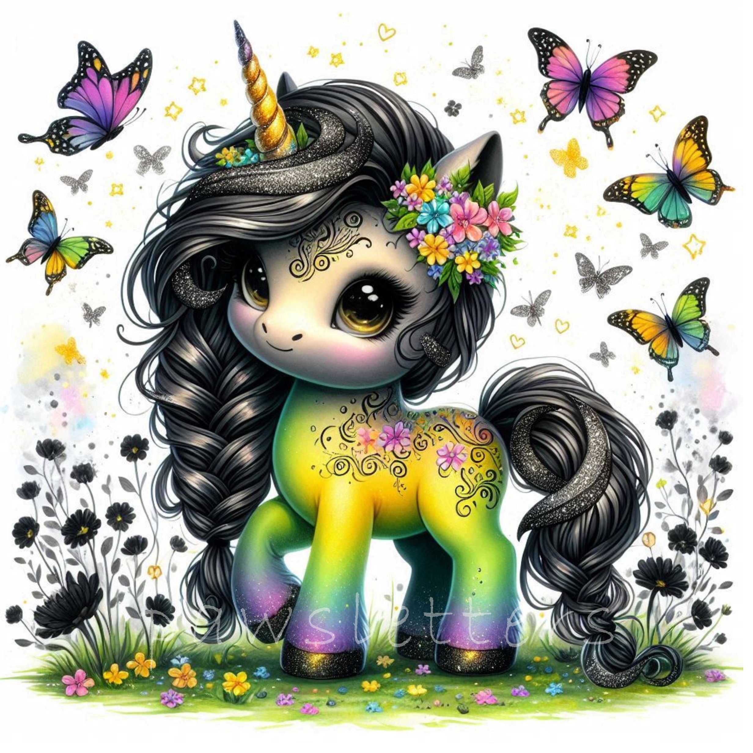 Floral Unicorns Clipart | Set of 10 | High Quality 300 DPI Jpegs ...
