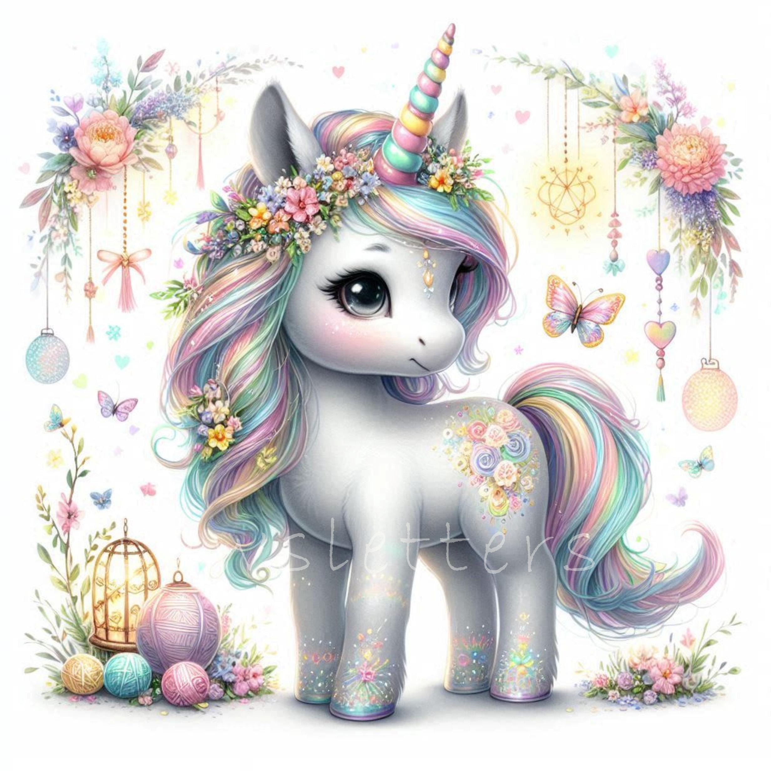 Floral Unicorns Clipart | Set of 10 | High Quality 300 DPI Jpegs ...