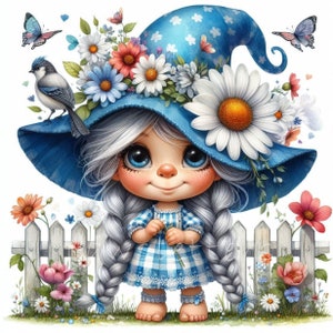 Lente kaboutertuin clipart | Set van 10 | Hoge kwaliteit 300 dpi jpeg's | Tuinkabouters | Aquarelillustraties voor huis- en tuindecoratie