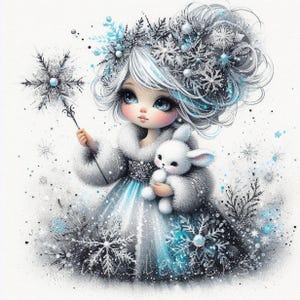 Snowflake Frost Fairy Clipart | Set of 10 | High Quality 300 DPI JPEGs, Christmas Dolls Printable Art, Winter Holidays, Digital Paper Craft