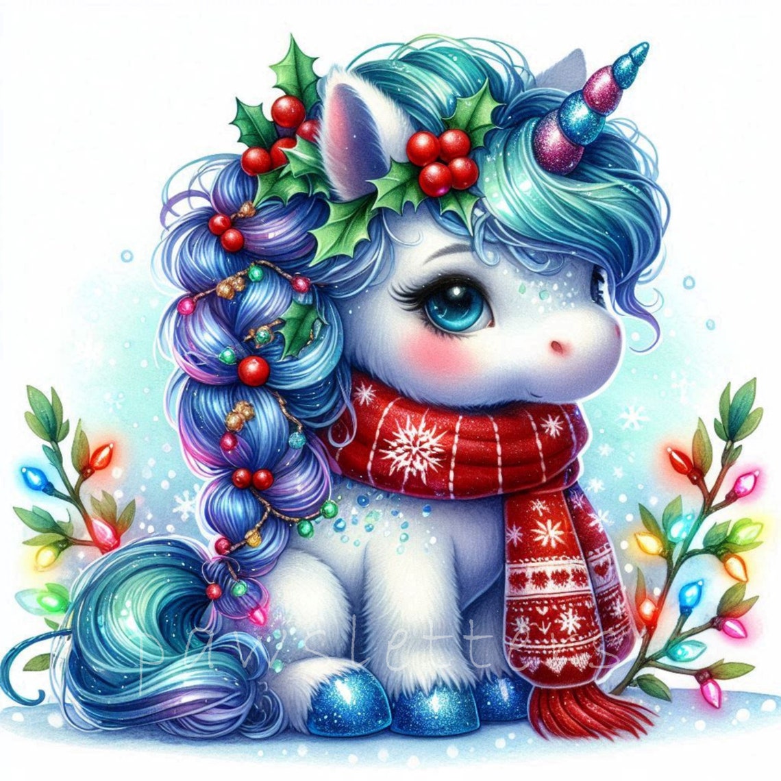 Christmas Winter Unicorn Clipart | Set of 10 | High Quality 300 DPI ...