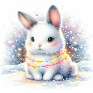 Weihnachtshase Clipart 10 hochauflösende JPGs Aquarell Niedliche Wintertiere, Urlaub Kunst, Weihnachtskarten, digitaler Download, Handwerk Printables