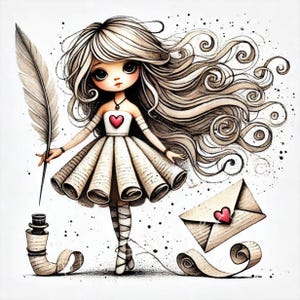 Clipart de sprites con letras de amor / Juego de 10 / JPEG de alta calidad de 300 DPI / Muñecos de San Valentín, efímeras caprichosas, diario basura de fantasía, manualidades de papel