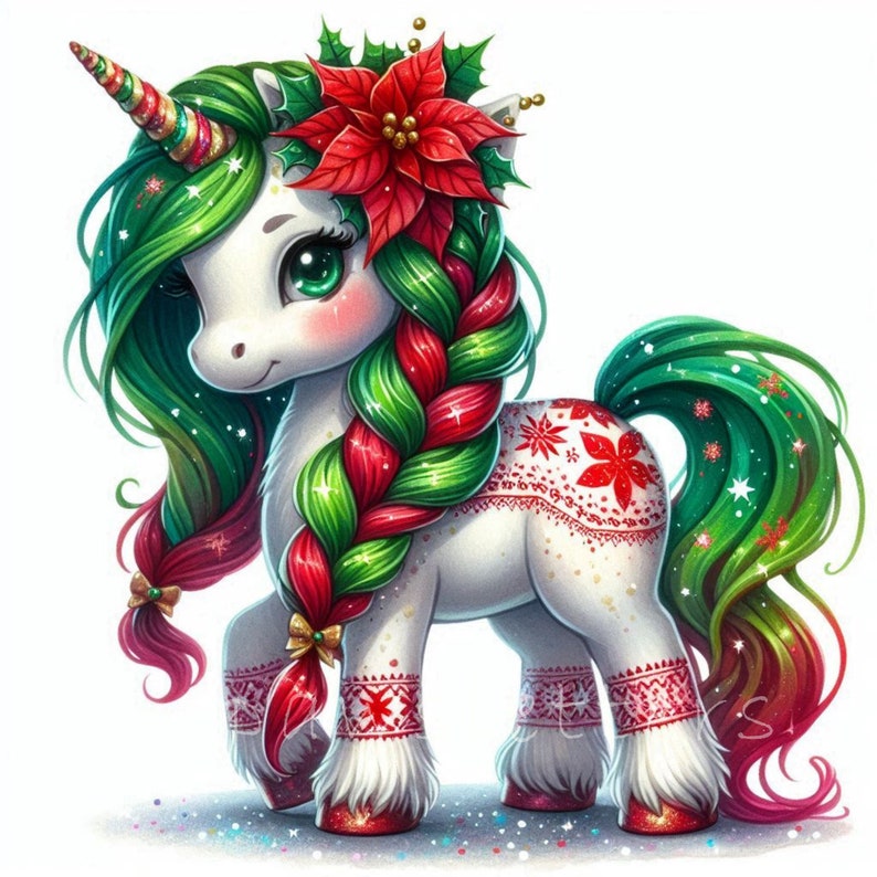 Watercolor Baby Unicorn Clipart | Cute Christmas Unicorn Clipart | Winter Holidays | Commercial Use | Watercolor Unicorn | Baby Shower | Unicorn Birthday Fantasy Clipart | Christmas Clipart | Winter Holidays Decor Christmas Gifts | Christmas Graphics
