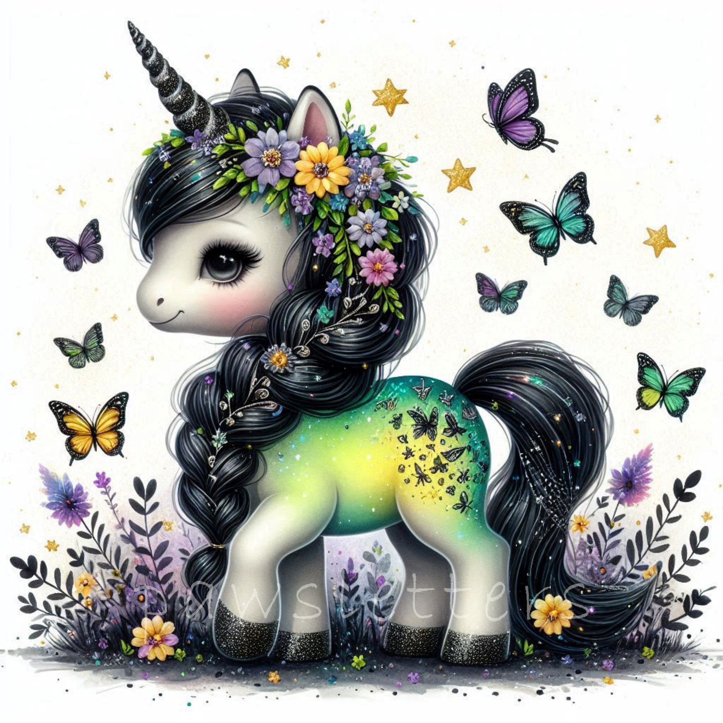 Floral Unicorns Clipart | Set of 10 | High Quality 300 DPI Jpegs ...