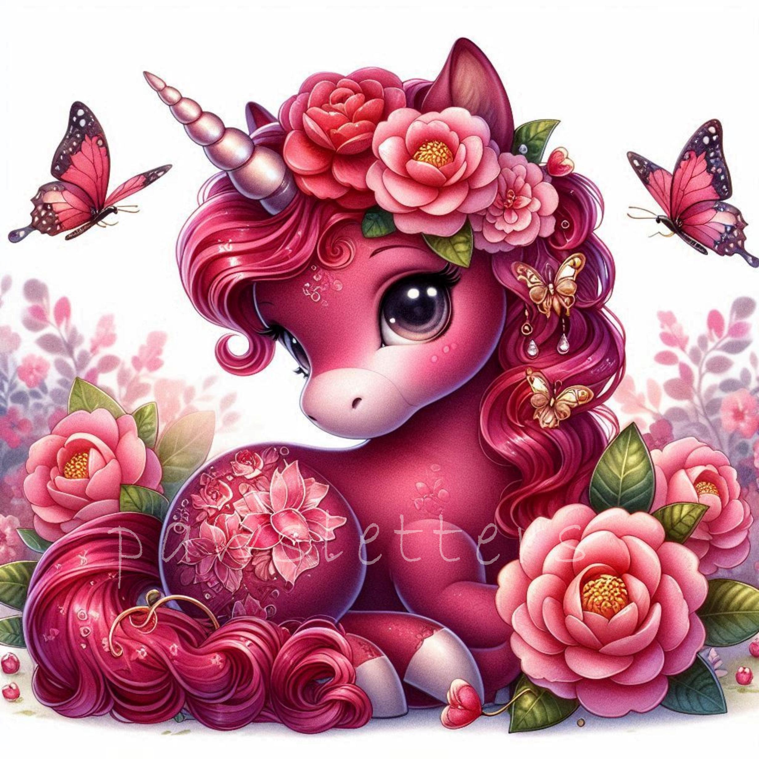 Floral Unicorns Clipart | Set of 10 | High Quality 300 DPI Jpegs ...
