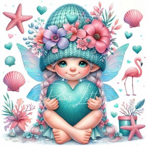 Summer Fairy Gnome Clipart, 10 High Quality JPGs, Watercolor Summer Beach Gnome Nursery, Tropical Vacation Gnome Summer Party Printables