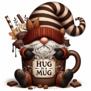 Chocolate Coffee Lover Gnome Clipart | Set of 10 | High Quality 300 DPI JPEGs | Watercolor Coffee & Chocolate Gnomes | Coffee Lover | Gnomes