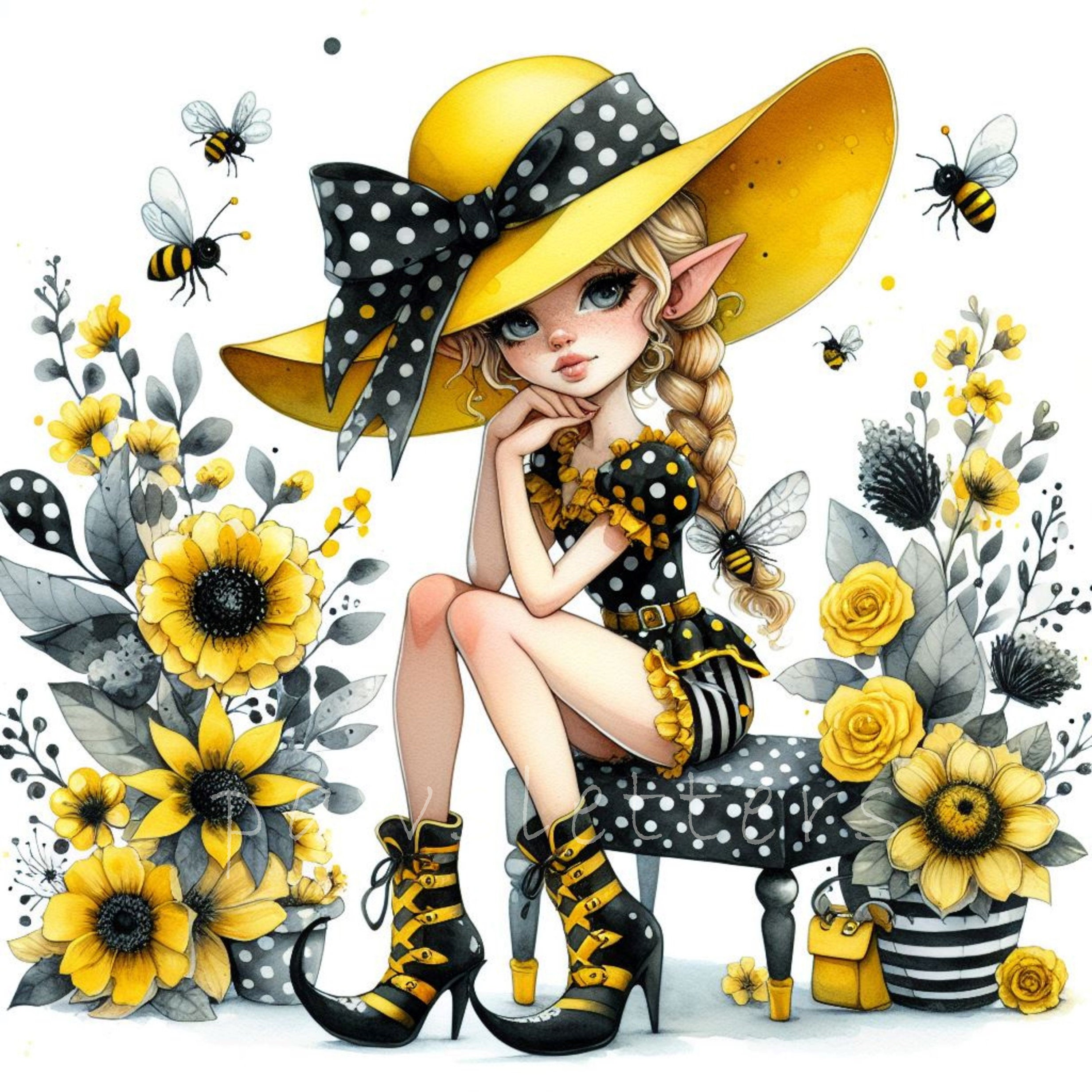 Summer Gnome Clipart | Set of 10 | High Quality 300 DPI JPEGs | Cute Watercolor Bee Gnomes | Card Making, Digital Download | Commercial Use