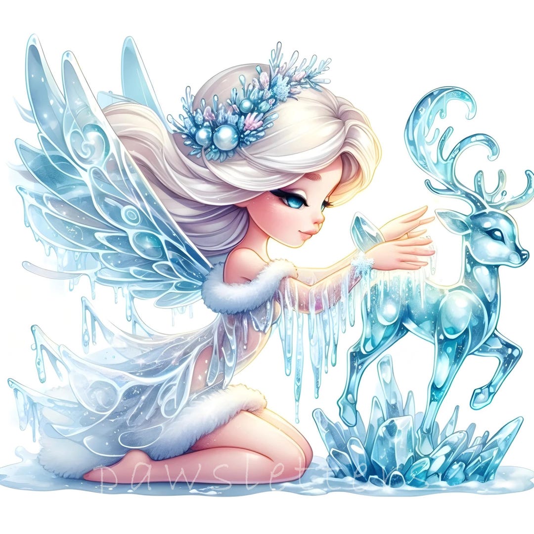 Ice Sculptor Fairy Clipart, Snowflake Fairy & Winter Graphics, 10 Cozy ...