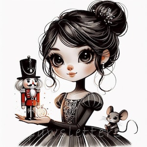 Nutcracker Ballet Doll Clip Art 10 High Res Watercolor JPGs for Junk Journal, Scrapbook, Card Making, Digital Download, Fantasy, Whimsical