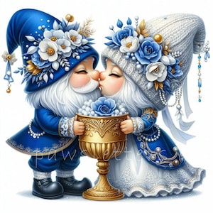Clipart de nain de mariage de conte de fées | Lot de 10 | JPEG 300 ppp haute qualité | Art de nain des mariés | Parfait pour les invitations et les travaux manuels