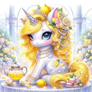 Clipart de unicornio lindo para fiesta de té, uso comercial, unicornio bebé de acuarela, unicornio kawaii, descarga instantánea, diario de fantasía, manualidades de papel