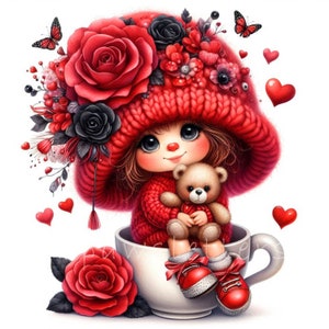 Clipart nain de la Saint-Valentin | Lot de 10 | JPEG 300 ppp haute qualité | Carnets de gnomes de la Saint-Valentin, Scrapbooking, Usage commercial, Créations en papier