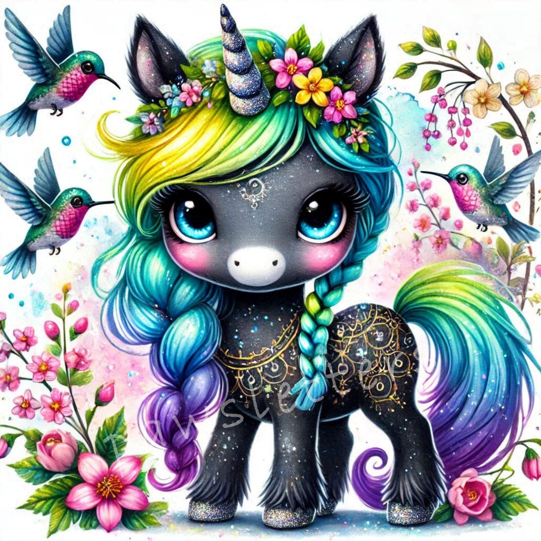 Spring Floral Unicorns Clipart | Set of 10 | High Quality 300 DPI Jpegs ...