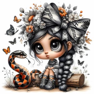 Clipart de Gnomo e Cobra, 10 JPGs de alta qualidade com 300 DPI, Arte Infantil, Download Digital, Criação de Cartões, Clipart de Gnomo Fofo, Artesanato em Papel Digital