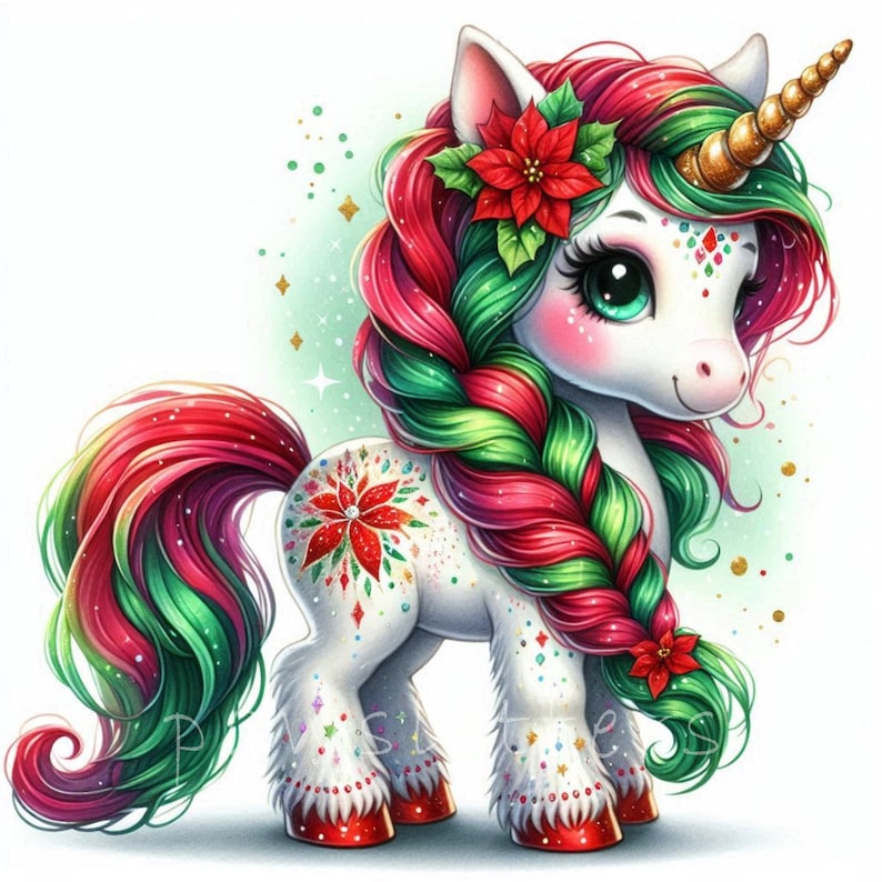 Watercolor Baby Unicorn Clipart | Cute Christmas Unicorn Clipart | Winter Holidays | Commercial Use | Watercolor Unicorn | Baby Shower | Unicorn Birthday Fantasy Clipart | Christmas Clipart | Winter Holidays Decor Christmas Gifts | Christmas Graphics
