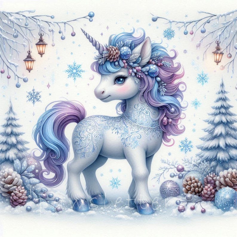Winter Wonderland Unicorn Clipart | Set of 10 | High Quality 300 DPI ...