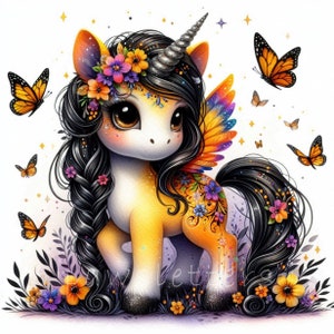 Baby Unicorn Watercolor Clipart | Set of 10 | High Quality 300 DPI JPEGs | Cute Unicorn Clip art | Magic Unicorn Fantasy Clipart Printables