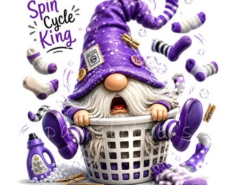 Funny Laundry Gnomes Clipart Bundle – 25 JPG Whimsical Messy Gnomes for Crafts, Laundry Prints & Kitchen Decor