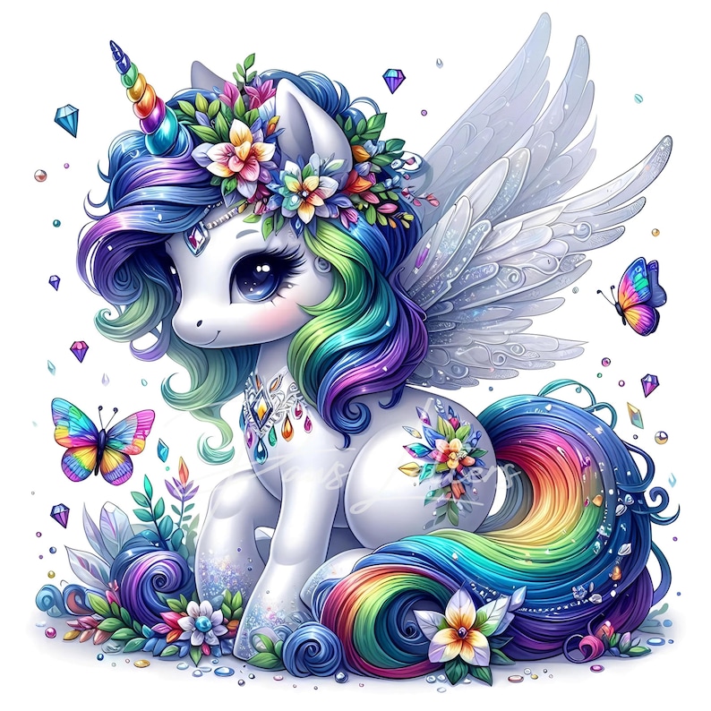 Watercolor Baby Unicorn Clipart 10 High Res Watercolor Jpgs Rainbow ...