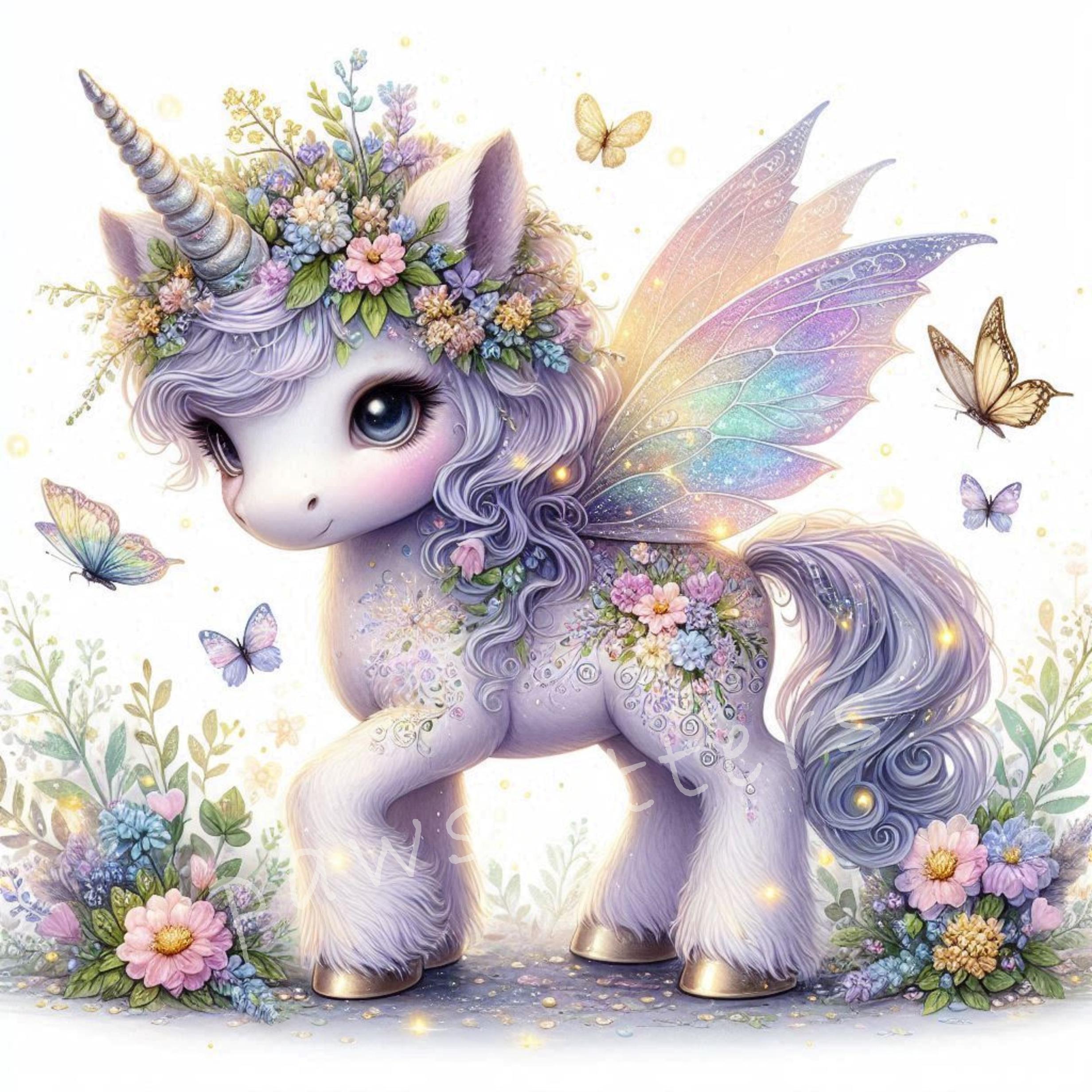 Floral Unicorns Clipart | Set of 10 | High Quality 300 DPI Jpegs ...