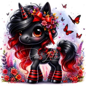 Clipart licorne florale originale 10 JPG aquarelles haute résolution, journal indésirable, scrapbooking, fabrication de cartes, téléchargement numérique, fantastique, fantaisiste