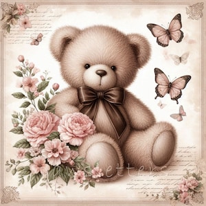 Shabby Chic Teddy Bear Clipart V2 | Set of 10 | High Quality 300 DPI JPEGs | Crafting Paper Pack | Digital Paper Crafts | Scrapbooking