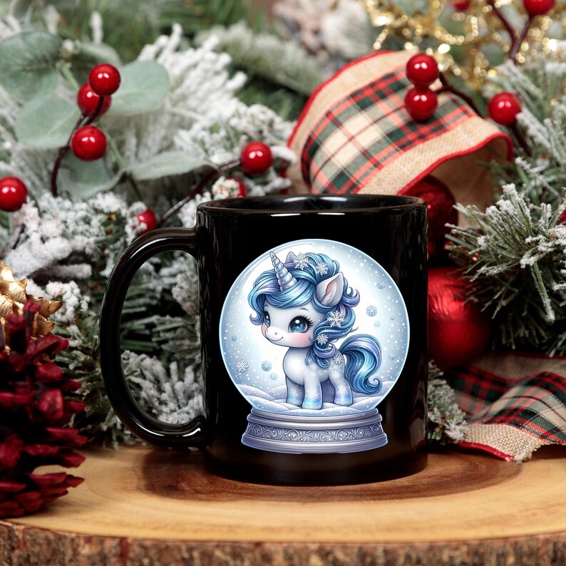 Snow Globe Unicorn Clip Art Set of 10 Pngs for Christmas Sublimation