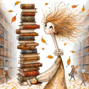 Book Lover Clipart | 10 Stack of Books JPG | Whimsical Digital Art | Commercial Use Printable Academic Aesthetic Girls Fantasy Junk Journal
