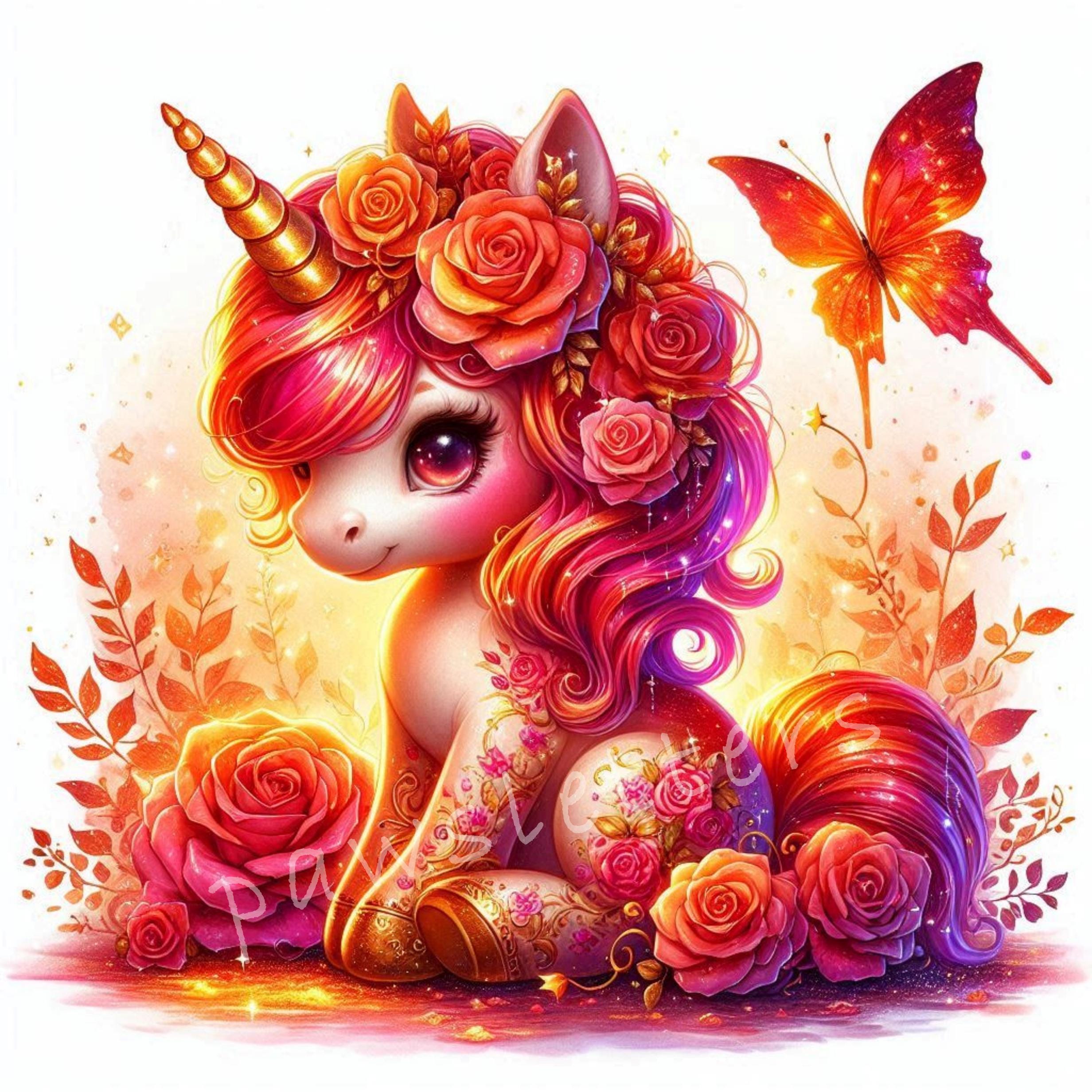 Floral Unicorns Clipart | Set of 10 | High Quality 300 DPI Jpegs ...