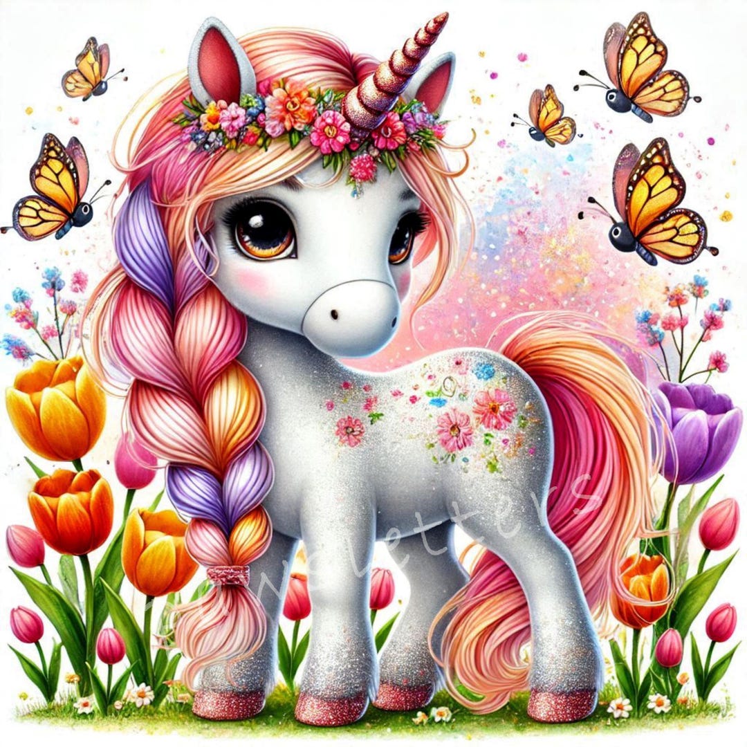 Spring Floral Unicorns Clipart | Set of 10 | High Quality 300 DPI Jpegs ...