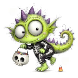Funny Dragon Halloween Clipart, 23 Spooky Cute Baby Dragons for Card Making, Scrapbooking & Journal Crafts