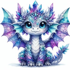 Dragons watercolor clipart, cute dragon 10 high quality JPG, gemstones dragon nursery wall art, boys clipart, kids party, baby shower