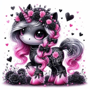 Clipart floral de licornes | Lot de 10 | JPEG 300 ppp haute qualité | Aquarelle bébé licorne imprimables Art | Décoration de chambre d'enfant | Utilisation commerciale