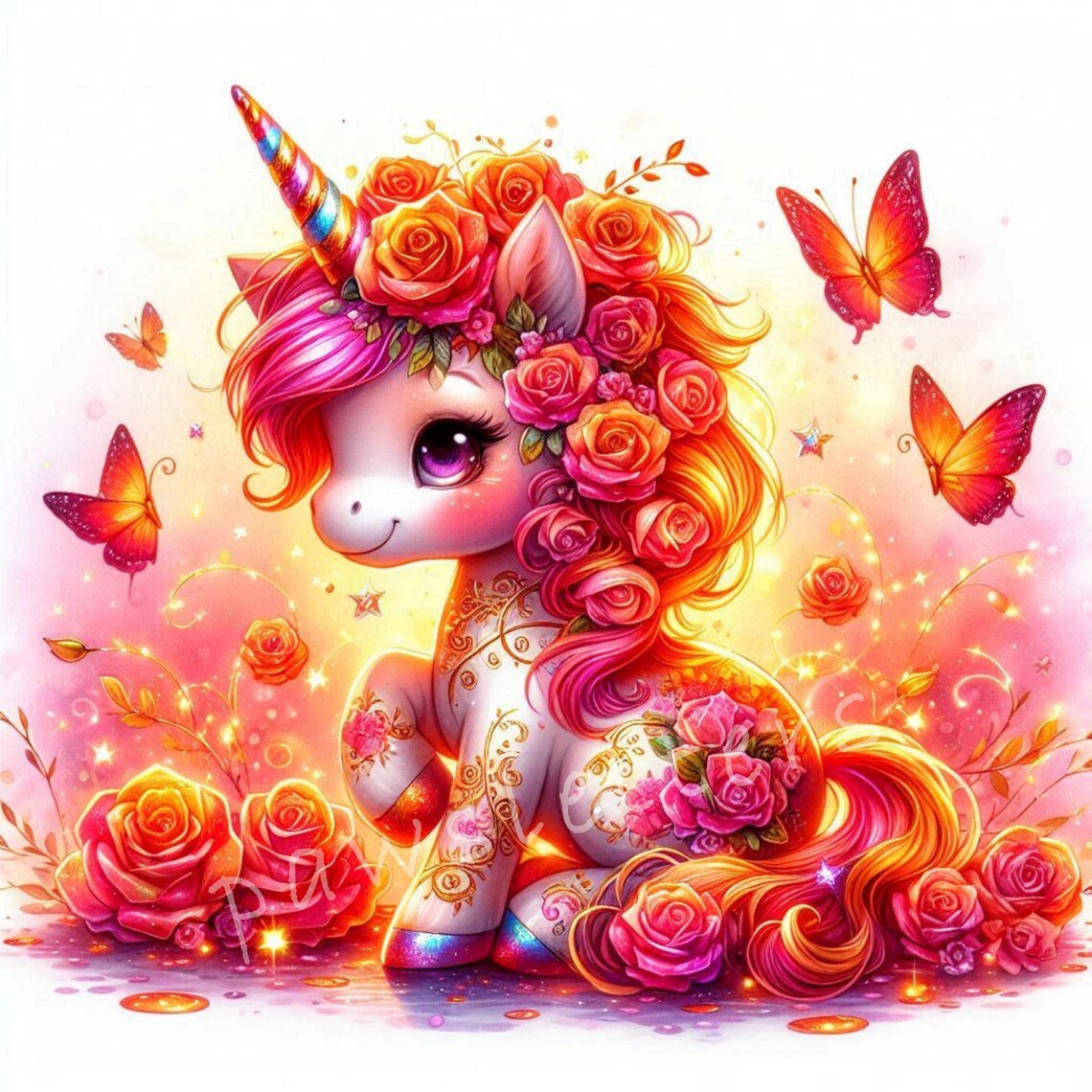 Floral Unicorns Clipart | Set of 10 | High Quality 300 DPI Jpegs ...